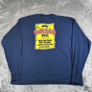 Vintage The Salt Lick BBQ Shirt Mens XXL Long Sleeve Barbeque Driftwood Texas‎